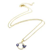 Cubic Zircon Micro Pave Brass Necklace with 304 Stainless Steel Chain gold color plated micro pave cubic zirconia & for woman & hollow Length Approx 19.5 Inch Sold By PC