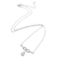 Cubic Zircon Micro Pave Brass Necklace, with 304 Stainless Steel Chain, platinum color plated, micro pave cubic zirconia & for woman, 18mm, Length:Approx 21 Inch, Sold By PC