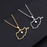 Stainless Steel Jewelry Necklace, 304 Stainless Steel, Map, Vacuum Ion Plating, fashion jewelry & Unisex & hollow, more colors for choice, 32x18mm, Length:Approx 19.69 Inch, Sold By PC