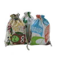 Cotton Fabric Drawstring Bag printing mixed colors Sold By Bag