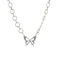 Messing Halskette, mit Zinklegierung, plattiert, für Frau, Silberfarbe, Länge:ca. 45 cm, verkauft von PC