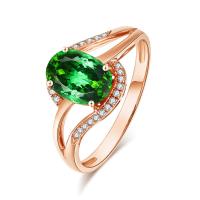 Cubic Zirconia Micro Pave Brass Ring, with Tourmaline, micro pave cubic zirconia & for woman, mixed colors, 17mm, Sold By PC