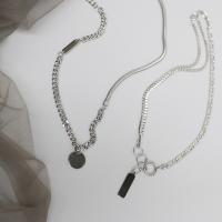 Titanium Steel Necklace, for woman, silver color, Length:Approx 41 cm, Sold By PC