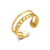 Partículas de acero Anillo de dedo Cuff, Ajustable & para mujer, dorado, 7mm, Vendido por UD