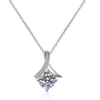 Cubic Zircon Micro Pave Brass Necklace, plated, micro pave cubic zirconia & for woman, silver color, 14.28x19.50mm, Length:Approx 45 cm, Sold By PC