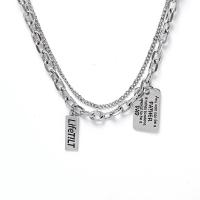 Edelstahl Schmuck Halskette, 304 Edelstahl, plattiert, unisex, Silberfarbe, Länge 42 cm, verkauft von PC