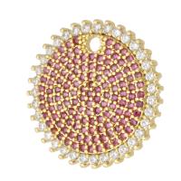 Cubic Zirconia Micro Pave Brass Pendant Round gold color plated fashion jewelry & DIY & micro pave cubic zirconia red Approx 2mm Sold By Lot