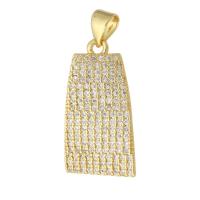 Cubique Pendentif en laiton zircon pavent, Placage de couleur d'or, bijoux de mode & DIY & pavé de micro zircon, doré, 12x22x2mm, Trou:Environ 3mm, 10PC/lot, Vendu par lot