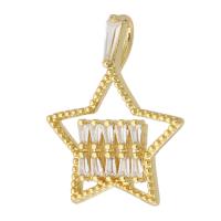 Cubique Pendentif en laiton zircon pavent, étoile, Placage de couleur d'or, bijoux de mode & DIY & pavé de micro zircon, doré, 18x23x3mm, Trou:Environ 2mm, 10PC/lot, Vendu par lot