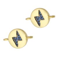Cubic Zirconia Micro Pave Brass Connector Round gold color plated fashion jewelry & DIY & micro pave cubic zirconia & enamel golden Approx 1mm Sold By Lot