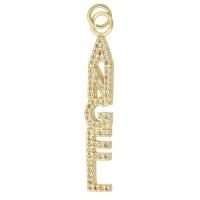 Cubic Zirconia Micro Pave Brass Pendant, gold color plated, fashion jewelry & DIY & micro pave cubic zirconia, golden, 6x36.50x2mm, Hole:Approx 3mm, 10PCs/Lot, Sold By Lot