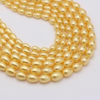 Muschelkern Perle, Tropfen, DIY & verschiedene Größen vorhanden, gelb, verkauft per ca. 15 ZollInch Strang