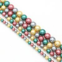 Muschelkern Perle, rund, DIY & verschiedene Größen vorhanden, gemischte Farben, verkauft per ca. 15 ZollInch Strang