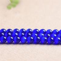 Cats Eye Jewelry Beads Round polished DIY blue Sold By Strand