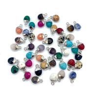 Gemstone Pendants Jewelry, Natural Stone, with Brass, Oval, platinum color plated, different materials for choice & Unisex & faceted, more colors for choice, 8x14mm, Sold By PC