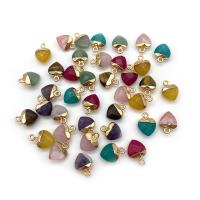 Gemstone Pendants Jewelry Natural Stone with Brass Heart gold color plated & Unisex & faceted Sold By PC