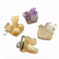 Quartz Gemstone Pendants, with Brass, irregular, plated, Unisex, more colors for choice, 29x39mm, Sold By PC