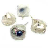 Freshwater Pearl Pendants with Clear Quartz & Resin irregular plated Unisex 40x50- Sold By PC