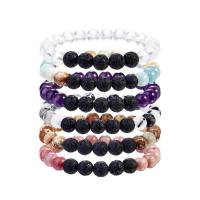 Gemstone Bracelets Lava with Gemstone Round fashion jewelry & Unisex 8mm Length Approx 7.48 Inch Sold By PC