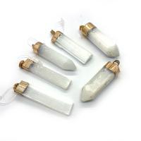 Clear Quartz Pendant, with Brass, gold color plated, Unisex, more colors for choice, 15x40-20x55mm, Sold By PC