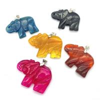 Bijoux pendentifs agate, éléphant, unisexe, plus de couleurs à choisir, 34x51mm, Vendu par PC