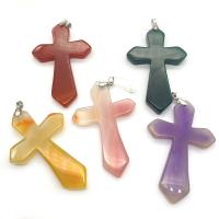 Agate Jewelry Pendants, Cross, Unisex, more colors for choice, 53x80mm, Sold By PC