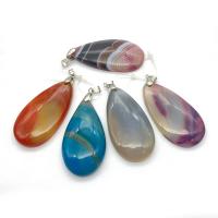 Agate Jewelry Pendants, Teardrop, Unisex, more colors for choice, 30x58mm, Sold By PC