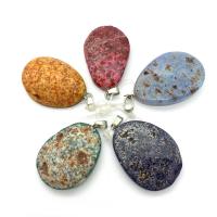 Agate Jewelry Pendants, Teardrop, Unisex, more colors for choice, 31x43mm, Sold By PC