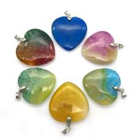 Agate Jewelry Pendants, Heart, Unisex, more colors for choice, 37mm, Sold By PC