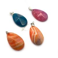 Agate Jewelry Pendants, Teardrop, Unisex & faceted, more colors for choice, 24x40mm, Sold By PC