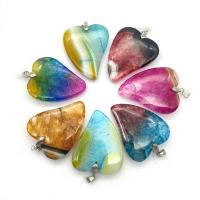Agate Jewelry Pendants, Heart, Unisex, more colors for choice, 38x46mm, Sold By PC
