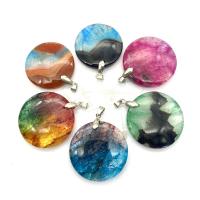 Agate Jewelry Pendants, Flat Round, Unisex, more colors for choice, 37mm, Sold By PC