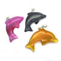 Pingentes de joias de ágata, Golfinho, unissex & tamanho diferente para a escolha, Mais cores pare escolha, vendido por PC