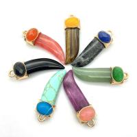 Gemstone Pendants Jewelry, Natural Stone, with Brass, gold color plated, different materials for choice & Unisex & faceted, more colors for choice, 17x56mm, Sold By PC