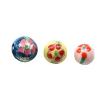 Printing Porcelain Beads Round hand drawing DIY mixed colors 10-12mm Sold By PC