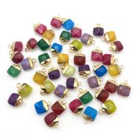 Gemstone Pendants Jewelry with Brass Square gold color plated & faceted Sold By PC