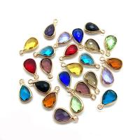 Crystal Pendants, with Brass, Teardrop, gold color plated, faceted, more colors for choice, 8x21mm, Sold By PC