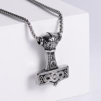 Stainless Steel Jewelry Necklace 304 Stainless Steel Hammer of Thor Vacuum Ion Plating fashion jewelry & DIY & Unisex & blacken original color Length 60 cm Sold By PC