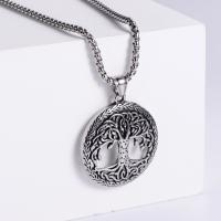Stainless Steel Jewelry Necklace, 304 Stainless Steel, Tree, Vacuum Ion Plating, fashion jewelry & DIY & Unisex & blacken, original color, 38x38mm, Length:60 cm, Sold By PC