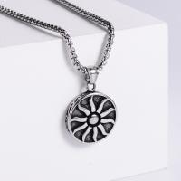 Stainless Steel Jewelry Necklace 304 Stainless Steel Round Vacuum Ion Plating fashion jewelry & punk style & DIY & Unisex & blacken original color Length 60 cm Sold By PC