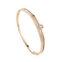 Stainless Steel Bangle, 316 Stainless Steel, Round, Vacuum Ion Plating, fashion jewelry & for woman & with rhinestone, more colors for choice, 61x50mm, Sold By PC