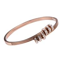 Stainless Steel Bangle, 316 Stainless Steel, Round, Vacuum Ion Plating, fashion jewelry & for woman & with rhinestone, more colors for choice, 60x45mm, Sold By PC