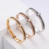 Stainless Steel Bangle, 316 Stainless Steel, Round, Vacuum Ion Plating, fashion jewelry & for woman & with rhinestone, more colors for choice, 62x52x0.80mm, Sold By PC