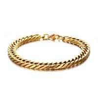 Titanium Steel Bracelet, Vacuum Ion Plating, fashion jewelry & for man, golden, 8mm, Length:Approx 8.66 Inch, Sold By PC