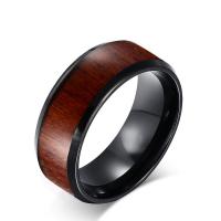 Partículas de aço anel, with Pedra madeira, joias de moda & tamanho diferente para a escolha & para o homem, 8mm, vendido por PC