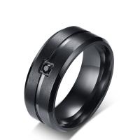 Cyrkonia stali nierdzewnej Ring Finger, Stal nierdzewna 304, biżuteria moda & różnej wielkości do wyboru & mikro utorować cyrkonia & dla człowieka, czarny, 8x2mm, sprzedane przez PC