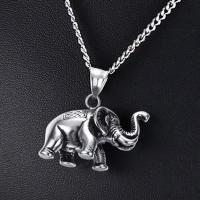 Stainless Steel Jewelry Necklace, 304 Stainless Steel, Elephant, fashion jewelry & for man, original color, 35*24mm,3mm, Length:Approx 23.62 Inch, Sold By PC