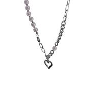Collar de perlas de plástico, con Perlas plásticas, Corazón, Joyería & para mujer & hueco, color original, longitud:aproximado 17 Inch, Vendido por UD
