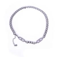 Nehrđajućeg čelika, nakit ogrlice, s 1.96inch Produžetak lanac, modni nakit & bez spolne razlike & twist ovalni lanac, izvorna boja, Dužina Približno 15.7 inčni, Prodano By PC