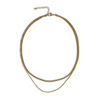 Collar de acero inoxidable de la joyería, con 1.96inch extender cadena, Doble capa & cadena de la serpiente & para mujer, dorado, longitud:aproximado 12.6 Inch, aproximado 16.1 Inch, Vendido por UD